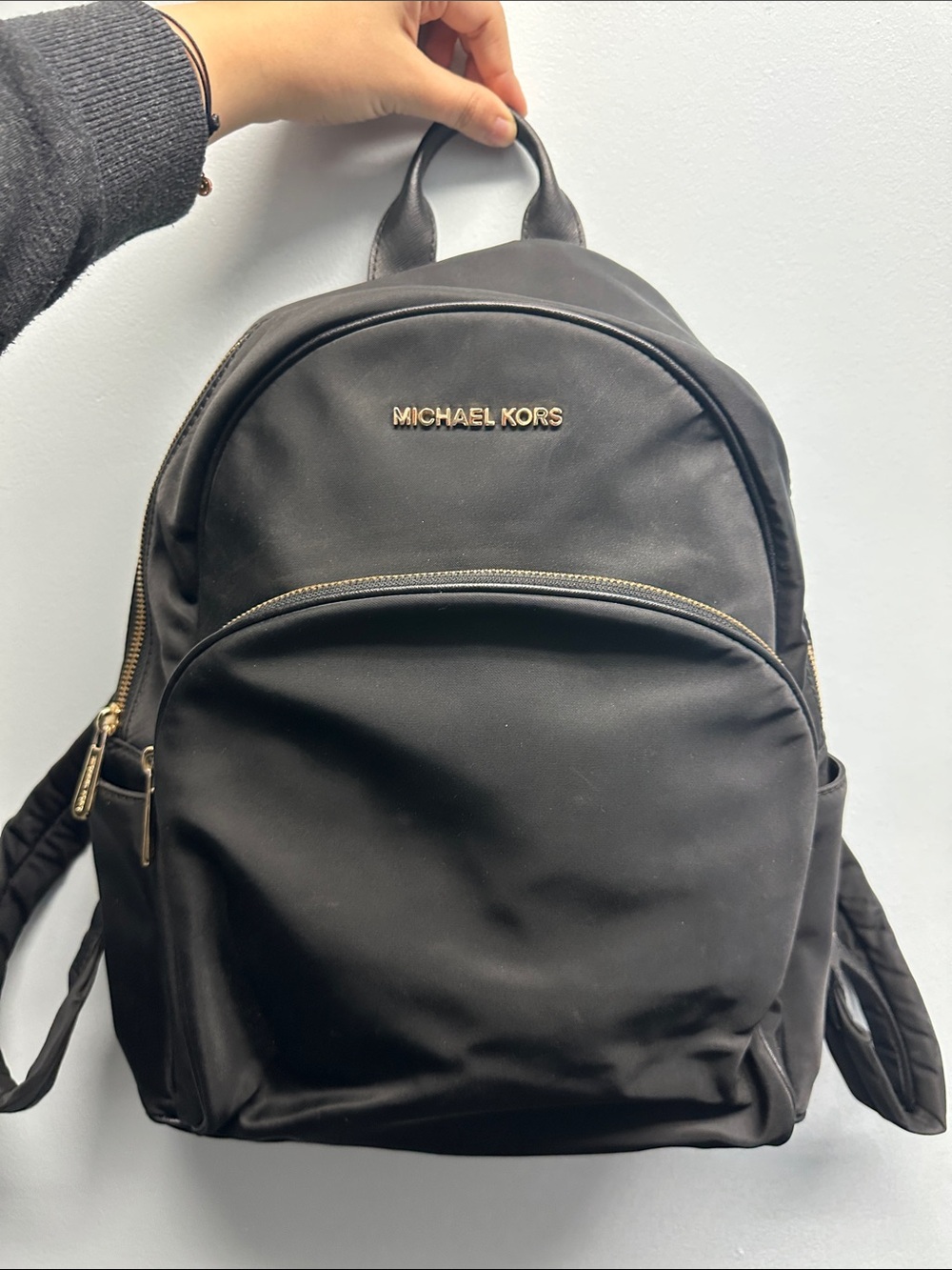 Michael Kors Black Nylon Backpack with Gold Hardware